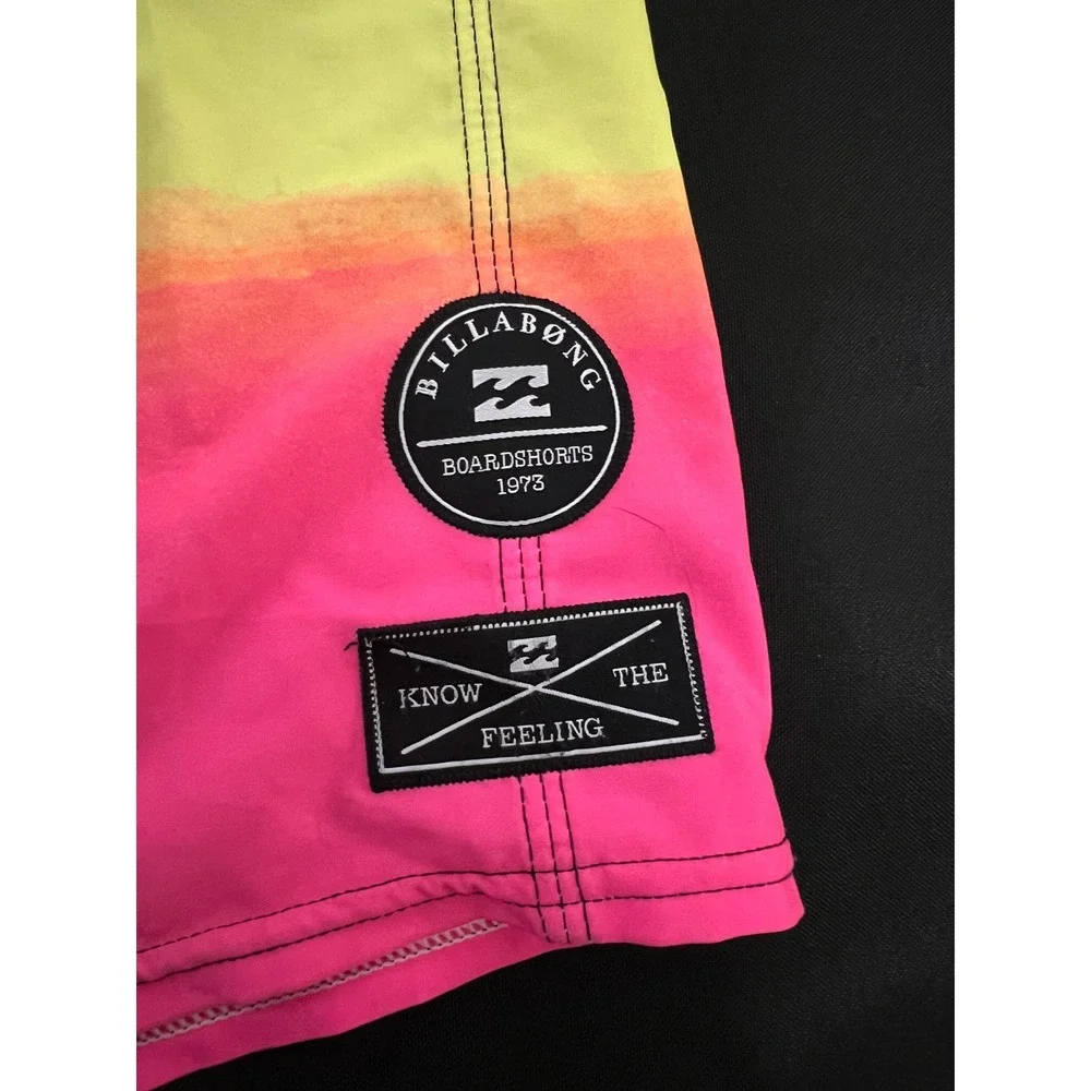 Billabong Platinum X PX3 Board Shorts Mens 36 Neon Orange Yellow Pink Gradient